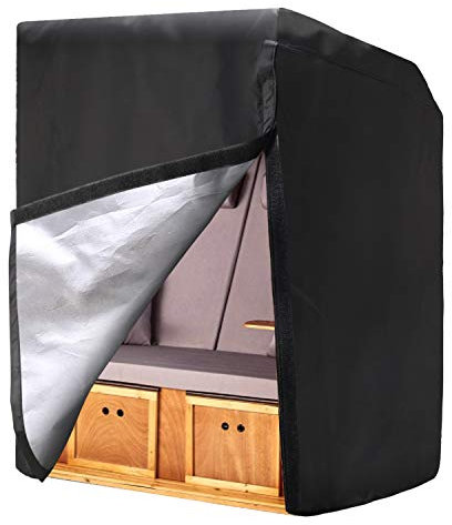Tepsmigo Strandkorb Schutzhülle Strandkorbabdeckung wasserdichte Strandkorbhülle Schutzhülle mit Klettverschluss für Strandkorb 135x105x175/140 cm