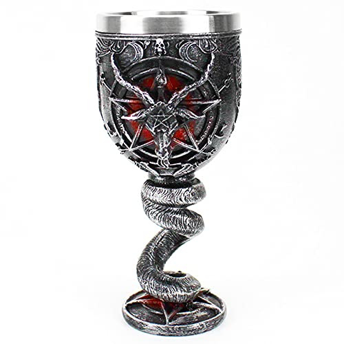 Peminkoo Baphomet Pentagram Goat & Pentagram Wine 200ml Gothic Tankard Stainless Steel Beer Cup