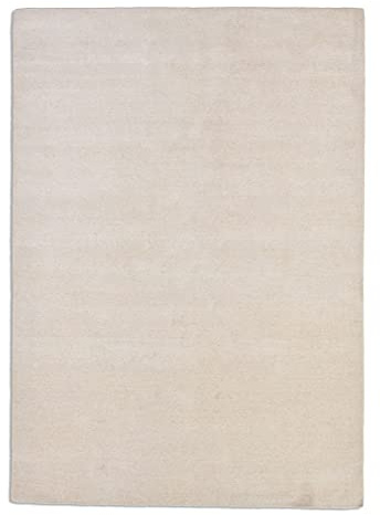 THEKO | Teppich Holi aus 100% Schurwolle | schlicht, zeitlos + modern | handgewebt | Farbe: Cream | 60x90 cm