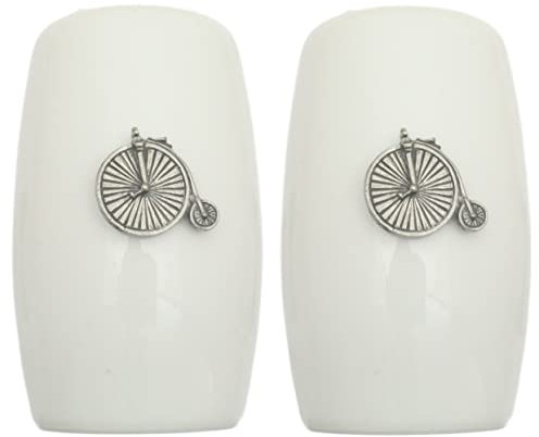 Penny Farthing China Salt and Pepper Shakers Cruet Set Modern White CSP 266