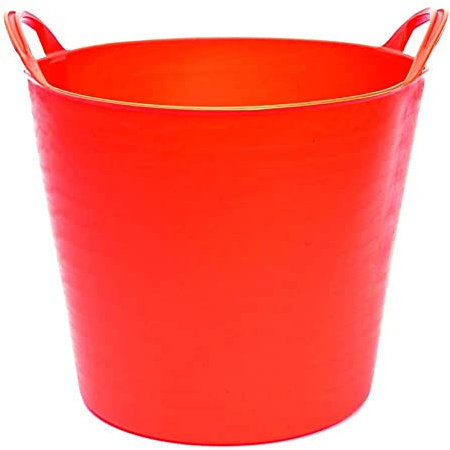 CABLEPELADO Capazo de Plástico Multiusos - Cubo, Balde, Cubeta, Barreño 25L - Diámetro: 38cm Superior, 28cm Inferior, 30cm Altura - Rojo