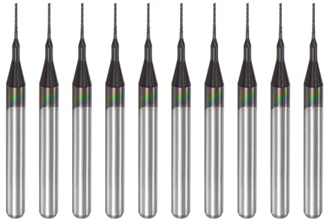sourcing map End Mill CNC Router Bits, 0.5mm x 4mm 1/8 Shank Diamond Film Coated Carbide Engraving Bit Milling Cutter Right Hand for PCB Plastic Fiber Wood 10pcs