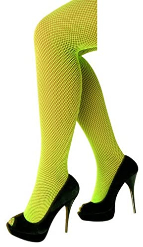 krautwear Damstrumpbyxor nätstrumpbyxor kostym karneval 80-tals en storlek, Neon grön