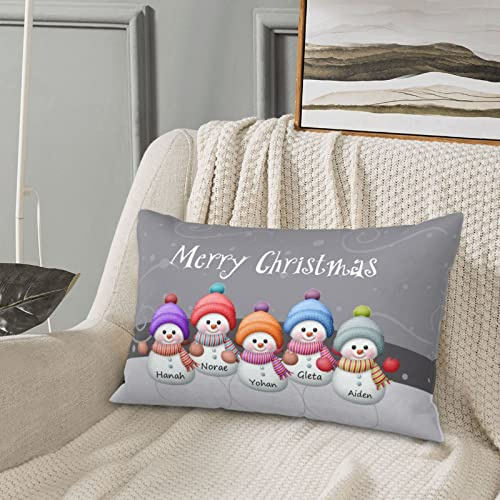 Coussin de Noël personnalisé - Impression personnalisée - Bonhomme de Neige - Décoration intérieure pour Chambre à Coucher, canapé, Salon, Cadeaux pour Petits-Enfants, Grand-mère