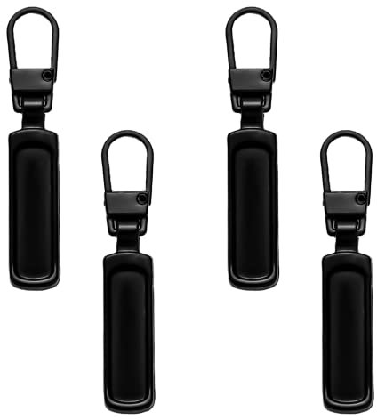 Lmyzcbzl Reißverschluss Zipper, 4 Stück Ersatzteile Reißverschluss Zipper, Metall Zipper Pull, Abnehmbares Metall Zipper Pull, Reißverschluss Ersatz, für Geldbörse, Kleider, Jeans, Koffer, Gepäck