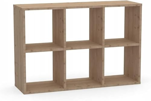 KLX Würfelregal Goldene Eiche 2x3 – Regal Würfel mit 6 Fächern - Raumteiler Regal 100 x 67,4 cm - Bücherregal für Wohnzimmerund Büro