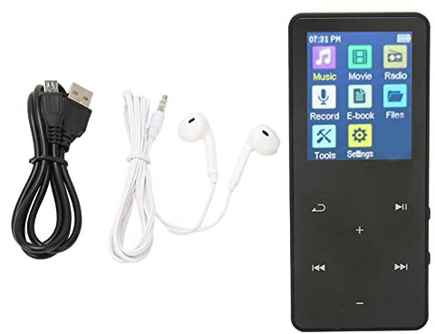Reproductor MP3 MP4, Reproductor de Música MP3 Bluetooth 5,0 con Pantalla Táctil de 1,8 Pulgadas, Batería de Litio de 300MAH, Reproductor de Música Portátil para Deportes (Negro)