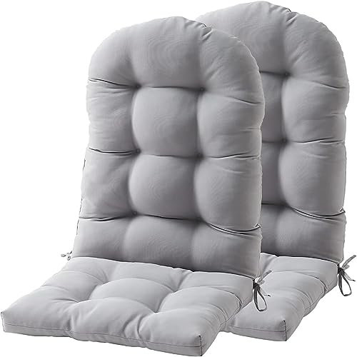 RUYICZB 2Er Set Hochlehner Auflagen 110X50x10cm Sonnenschutzmittel Und Lichtbeständig Sitzpolster Set Für Gartenstühle Outdoor Stuhlkissen Hoch Gartenstuhlauflage Für Terrasse Garten,Light Gray