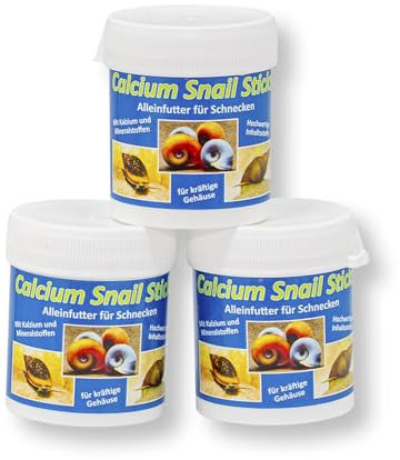 Calcium Snail Sticks - Futtersticks für Schnecken als Alleinfutter mit Kalzium und Vitaminen für kräftige Schneckenhäuser, 3x45g=135g