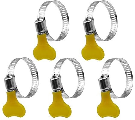 LonESA 14-Pack Yellow Stainless Steel Hose Clamps, Adjustable Thumb Screw Key-Type Clamps, 32-44mm (1 1/4-1 3/4) Size, 8mm Bandwidth