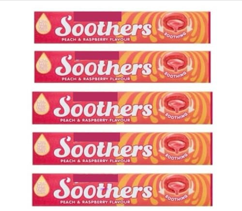 Soothers Peach & Raspberry Juice Sore Throat Sweets 45g (5 Packs)