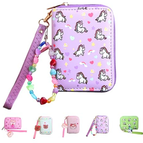 AACKS Little Girls Coin Purse Kids Small Wallet for Teens Women Mini Coin Pouches with Strap Cute Cartoon Card Holder Cat Kitty Panda Unicorn