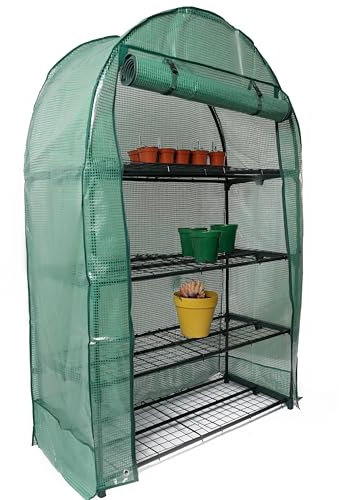 DIVCHI 4 Tier Wide Greenhouse With Frame And Cover Bigger Than Small Greenhouse For The Garden, Roll Up Zip Panel Door For Outdoors, Patio And Backyard