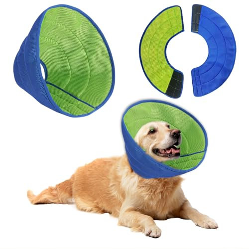 Mrltau Halskrause für Hund Leckschutz, Weich Schutzhalsband Kegelhalsbänder Verstellbar Genesungshalsband, Schutzkragen Hund, Leckschutz für Hunde