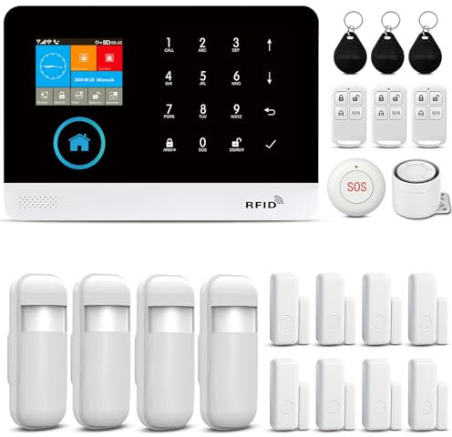 Sistema di allarme di sicurezza domestica LWOHSI, sistema di allarme antifurto WIFI+4G GSM da 25 pezzi con allarme tramite app per telefono, sirena di allarme da 120 bb, compatibile per casa e ufficio