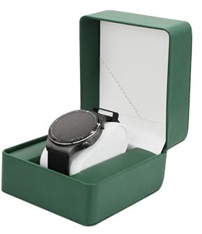 FuninCrea Einfaches PU-Leder Uhrenbox Uhrenaufbewahrung mit Abnehmbaren Uhrenkissen für Frauen und Männer, Uhren Aufbewahrungsbox Uhrenhalter für Armbanduhren, Smartwatches, Armbänder (Grün)