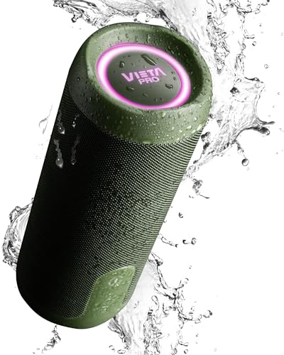 Vieta Pro Altavoz Pequeño Bluetooth 5.3 Potente, Resistente al Agua, 13H de Batería y Micrófono. Altavoz Portátil Grande True Wireless, Aux In, USB, Asistente de Voz y Sistema de Luces | Upper 4