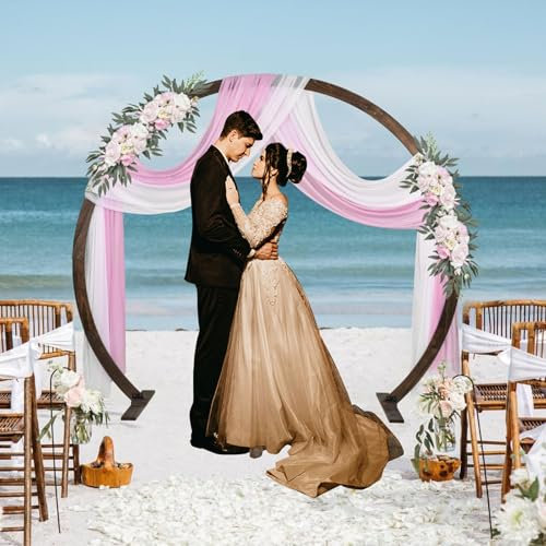 Round Wooden Wedding Arbor,Wood Arch for Wedding Ceremony,Arbor Backdrop Stand for Garden Parties,Indoor,Outdoor,Bridal Shower,Garden,Rustic Decorations