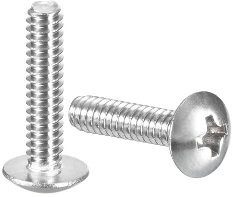 QUARKZMAN 100 stycken Phillips rundhuvudskruvar linshuvudskruvar #6–32 x 12,7 cm linshuvud Phillips maskinskruvar, helgängade, 304 rostfritt stål korsfördjupning platt huvudskruvar