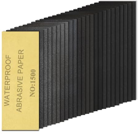 20 hojas de papel de lija de grano 1500, hojas de papel de lija de 9 x 3.6 pulgadas, papel de lija para metal, muebles de madera, automoción y manualidades