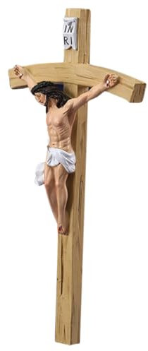 Cabilock Classical Figure Ornaments Cross Jesus Statue Resin Home Decor Accents for Living Religious Church Decorations
