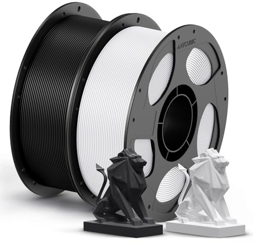 ANYCUBIC PETG Filament 1,75mm, Hohe Zähigkeit, Hoher Glanz, 2KG | Geringe Verzugneigung und hervorragende Schichthaftung, Passt für die meisten FDM Drucker, Schwarz Weiß