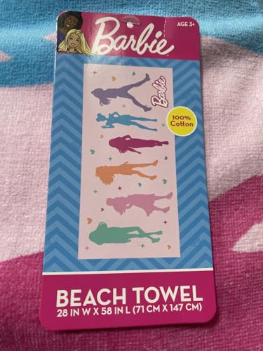 Barbie Super Soft Cotton Bath/Pool/Beach Towel, 58 in x 28 in, (Official Product)
