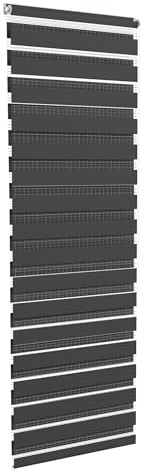 Aufun Doppelrollo Klemmfix ohne Bohren 80 x 220 cm (B x L) Klemmrollo Sonnenschutzrollo Fensterrollo mit Kettenzug für Fenster & Türen, Zebrarollo Seitenzugrollo Moderner Sichtschutz, Schwarz