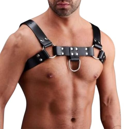 PIYAEIE BDSM Chest Harness for Men,Gay Fetish Gear, Adjustable PU Leather Bondage Strap for Pup Play,Muscle Show, Punk Gothic Clubwear, Unisex for Men Couples