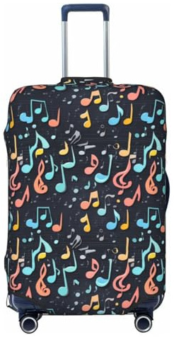 Bkdogkt Stilvoller Musiknoten-Muster, modische Kofferabdeckung, personalisierter Gepäckschutz für Reisen und Business, Schwarz, Large