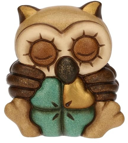 THUN - Mini gufo Lucky portafortuna - ceramica - Collezione Animali - 4,7 x 4,3 x 5,3 cm