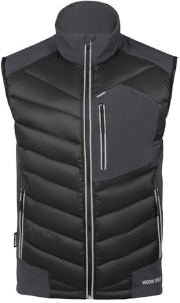 Work IDEA Herr utomhus softshell väst vattenavvisande vindtät ärmlös jacka – ventilerande lätt sportväst med fickor för, cykling, löpning, vandring, golf och arbetskontexter, svart, 4XL