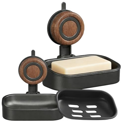 2 jaboneras con desagüe, soporte para jabón con ventosa, montaje en pared sin taladrar, soporte de jabón de doble nivel, jabonera de plástico para ducha, baño y cocina