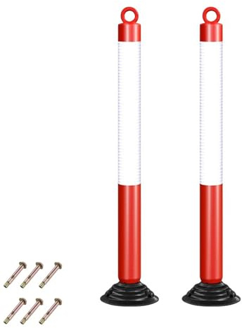 Paquete de 2 Postes Separadores de 120 Cm con Tira Reflectante y Base de Goma, Conos Señalizacion para Entradas de Vehículos, Estacionamientos, Carreteras, Eventos