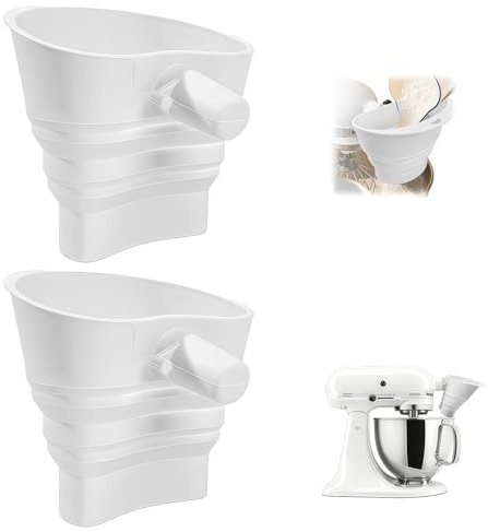BelleFlair 2 PCS Imbuto in Silicone per Accessori Cucina 4,3–4,8 L, paraschizzi pieghevole, base estesa, Compatibile con Artisan Classic (Bianco)