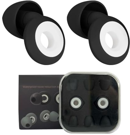 XFSRG 2 Pièces Bouchons D'oreilles Anti Bruit Anneau pour Natation Protection Auditive Bouchon 'oreille Dormir Bouchons D'oreilles avec Filtre Réutilisables pour Adultes (Noir)
