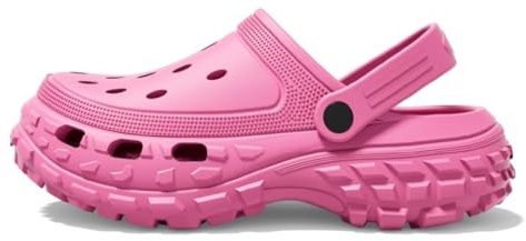 Gyios tofflor trendiga kvinnor chunky plattform clogs – justerbart bälte stängd tå halkfria Eva sommarskor för strand, hem och utomhus wear-rosy röd-38-39