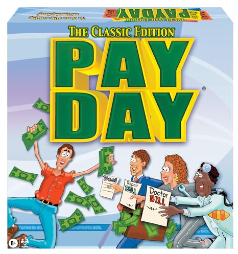 The Game of Pay Day with Popular 1970's Artwork by Winning Moves Games USA, Where Players Make and Spend Money for Fun, for 2-4 Players, Ages 8+