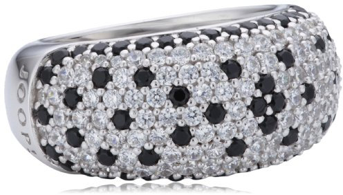 Joop Damen-Ring 925 Sterling Silber rhodiniert Kristall Zirkonia Pavée Schwarz-weiß
