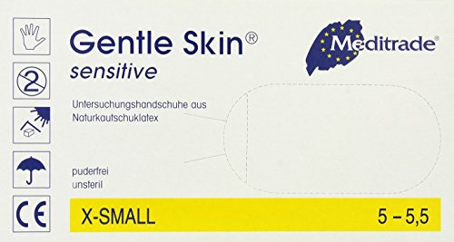 Meditrade 1221RXST Gants Jetables Sensibles à la Peau Douce, Taille X-SMALL, Paquet de 100 Gants