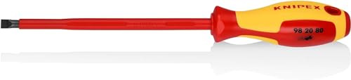KNIPEX Schraubendreher, VDE-geprüft 295 mm, 98 20 80 | Geeignet für Schlitzschrauben isolierender Mehrkomponenten-Griff