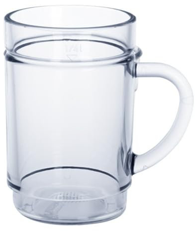 AIOS Set of 2 Unbreakable Polycarbonate Stackable Clear Beakers/Mugs with Handle for Juices/Hot Drinks/Mulled Wine. Capacity 350ml. Ideal for Kids.
