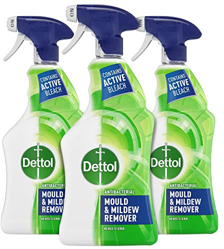 Dettol Mould Remover, Multipack of 3 X 750ml, Total 2.25L, Mould And Mildew Remover, Mould Spray, Bleach Spray, Bathroom Mould Remover, Antibacterial, Disinfectant, Household Cleaners