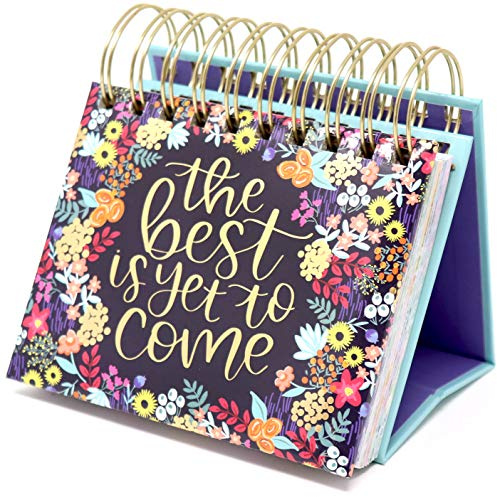 bloom daily planners Undated Perpetual Desk Easel/Inspirational Standing Flip Calendar - (5.25 x 5.5) (The Best is Yet to Come)
