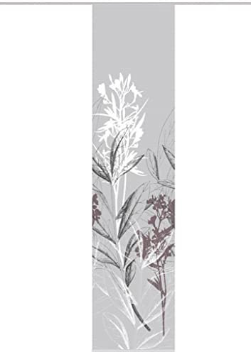 Vision S 84453-0307 | Schiebegardine SEMORA | halb-transparenter Stoff in Bambus-Optik | 260x60 cm | Farbe: Grau