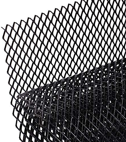 AggAuto 120×40cm Negro Rejilla de carreras, Tamaño del Rómbico de 8×16mm, rejilla estirada de aleación de aluminio, ajuste universal rejilla del radiador del automóvil