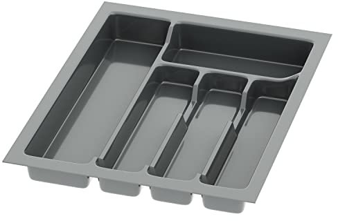 Sossai Besteckeinsatz Divio für 40cm breite Schubladen, 33x43 cm – zuschneidbar, 5 Fächer, anthrazit, Organizer für Besteckschubladen aus Kunststoff