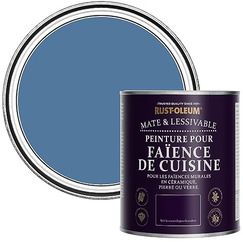 Rust-Oleum Blue water resistant Kitchen Tile Paint in Matt Finish - Blue Silk 750ml
