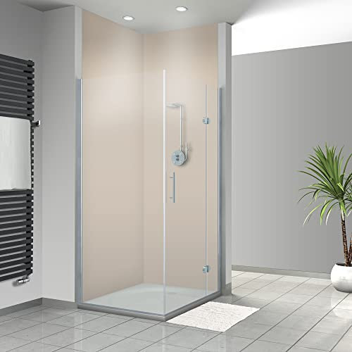 WANDFREUDE individuelle Duschrückwand Aluverbundplatte auf Maß (2 Stück - Taupe - Premium Matt Lack) – Dusche Wandverkleidung Duschwandverkleidung Duschrückwände