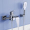 KULACO Robinetterie de baignoire avec douchette, Robinet de baignoire cascade, Mitigeur de douche en laiton avec 3 fonctions, Robinetterie de baignoire avec interrupteur à pression - Chrome